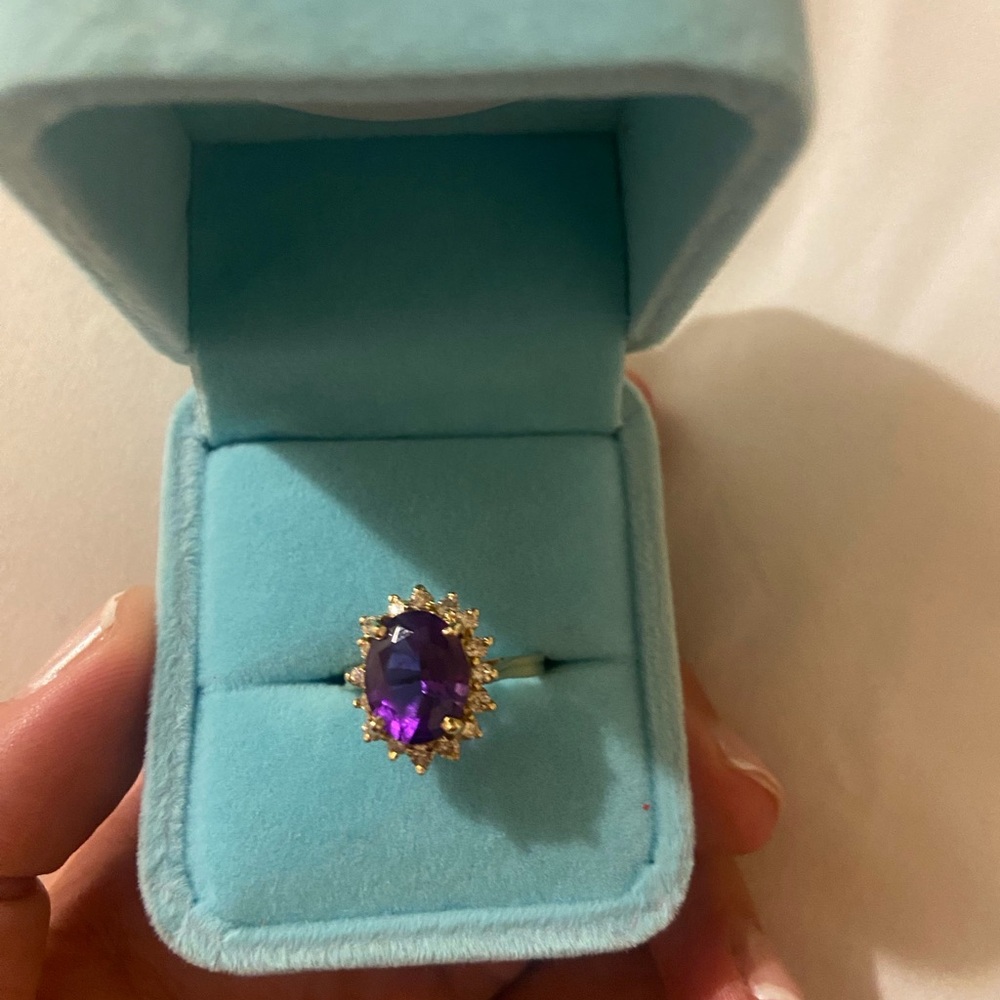 amethyst and diamond engagement ring (only ever tried on, no damage)